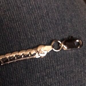 Men's Silver and Black Braided Bracelet